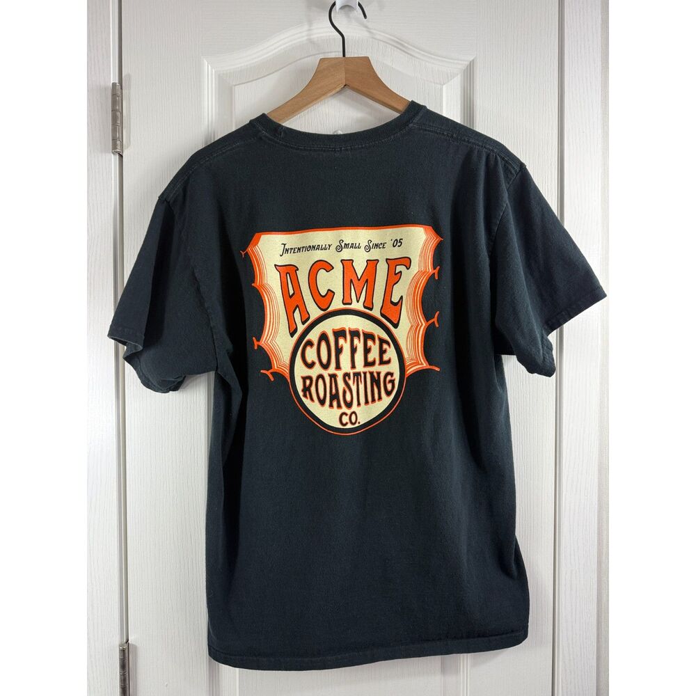 ACME Coffee Roasting Co. Seaside California Short Sleeve T Shirt Black Adult L